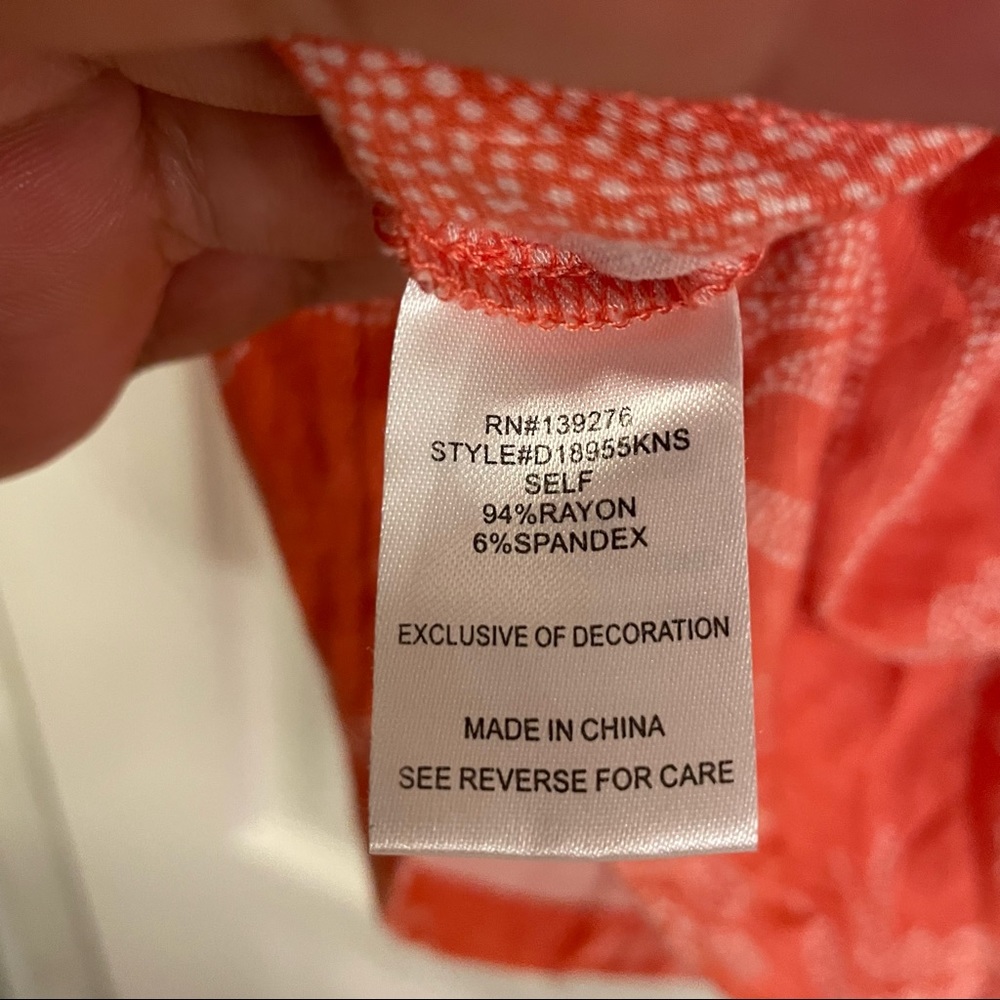 Daniel Rainn Norielle Flutter Sleeve Top Floral Dot Orange White M - Picture 6 of 9